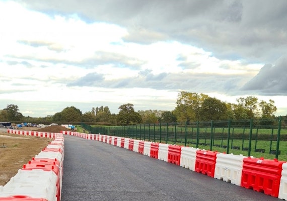 long rows of RB22 barriers