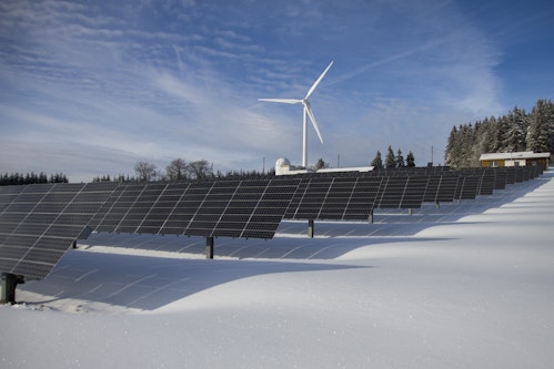 Solar farm in snow