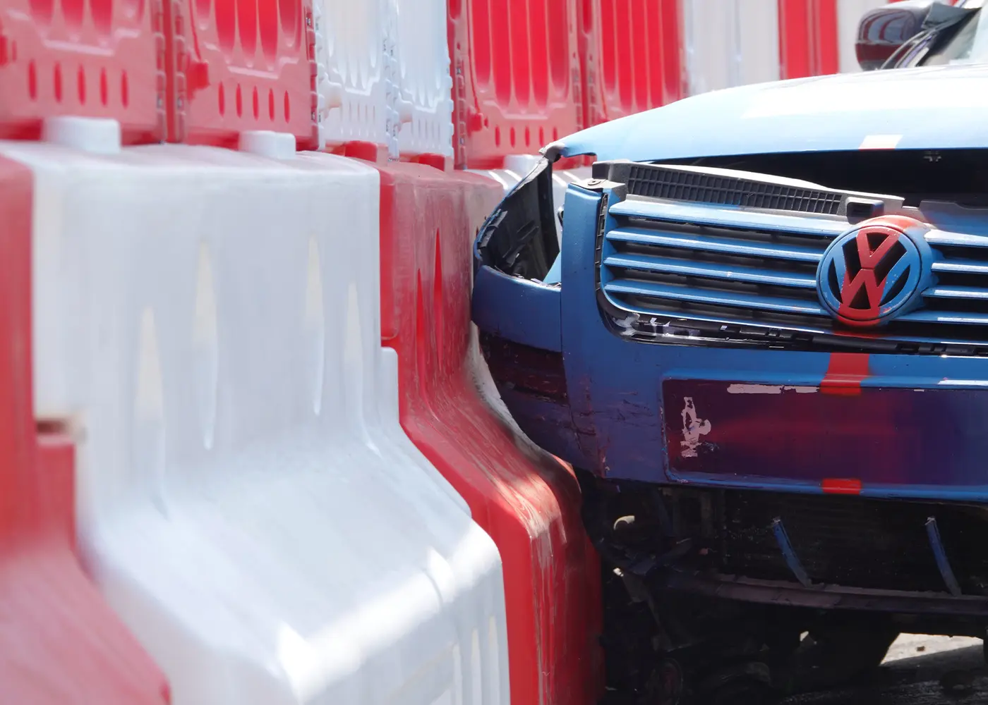 The moment of impact in the defender 50 crash test