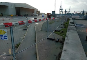 Novus barriers surrounded by Heras fencing