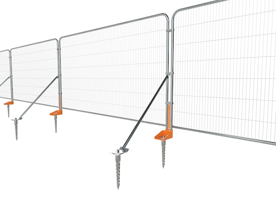 Line of Fence-Lok attached to Mesh fencing with stabilisation