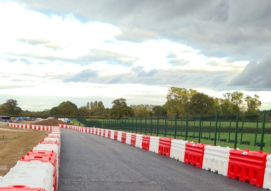 long rows of RB22 barriers