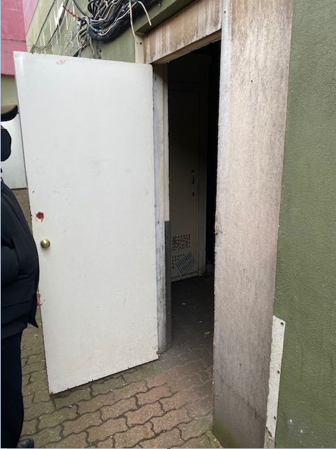 Unsecured rear door