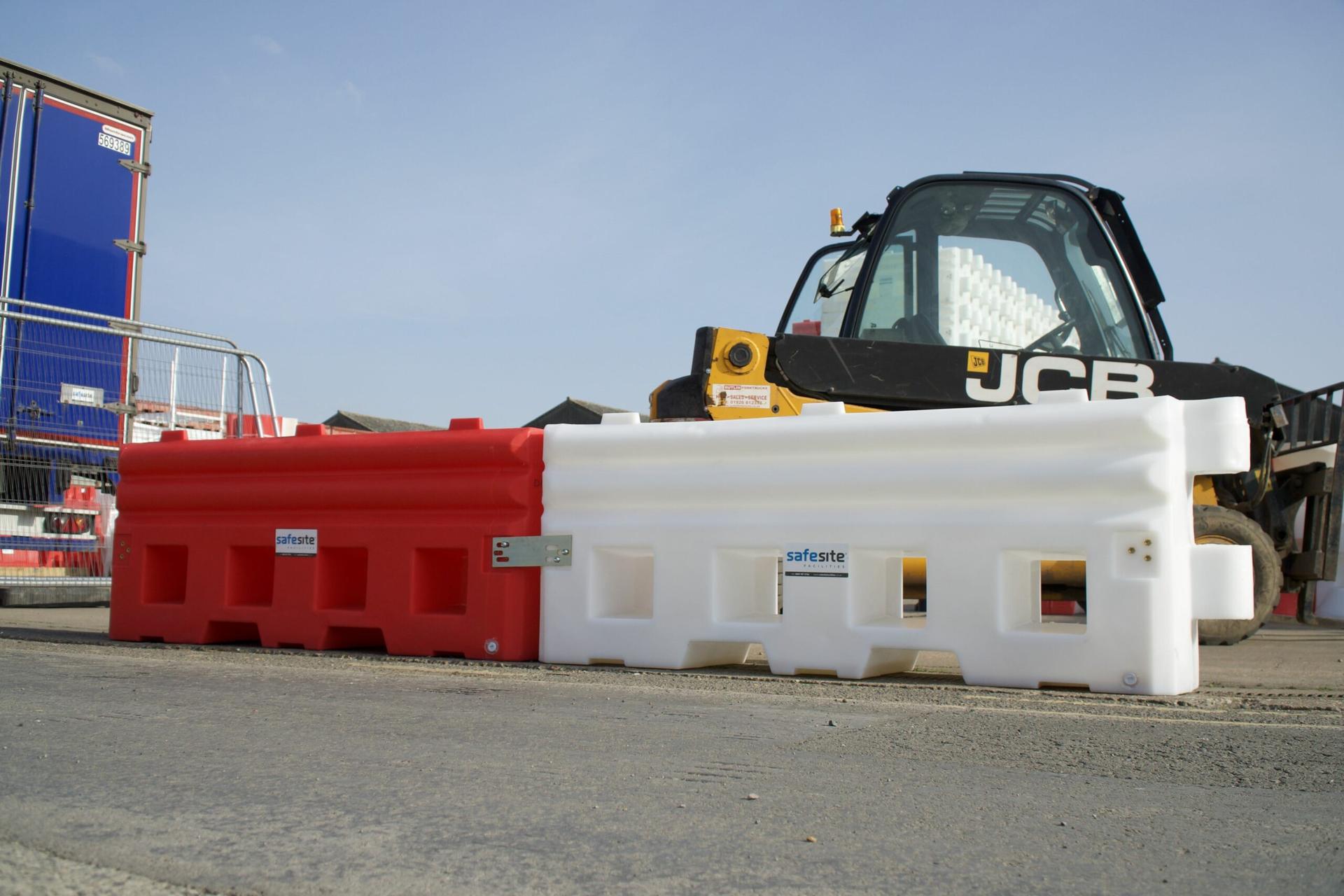 RB22 barriers joined together with metal plates