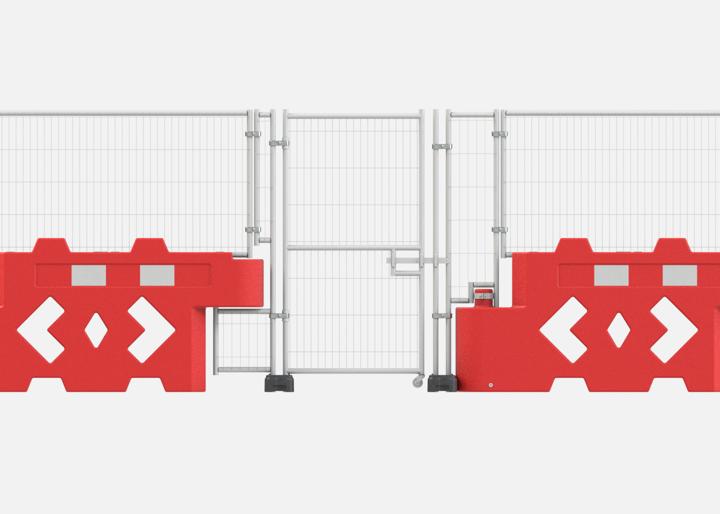 bison pedestrian gate attached to barriers