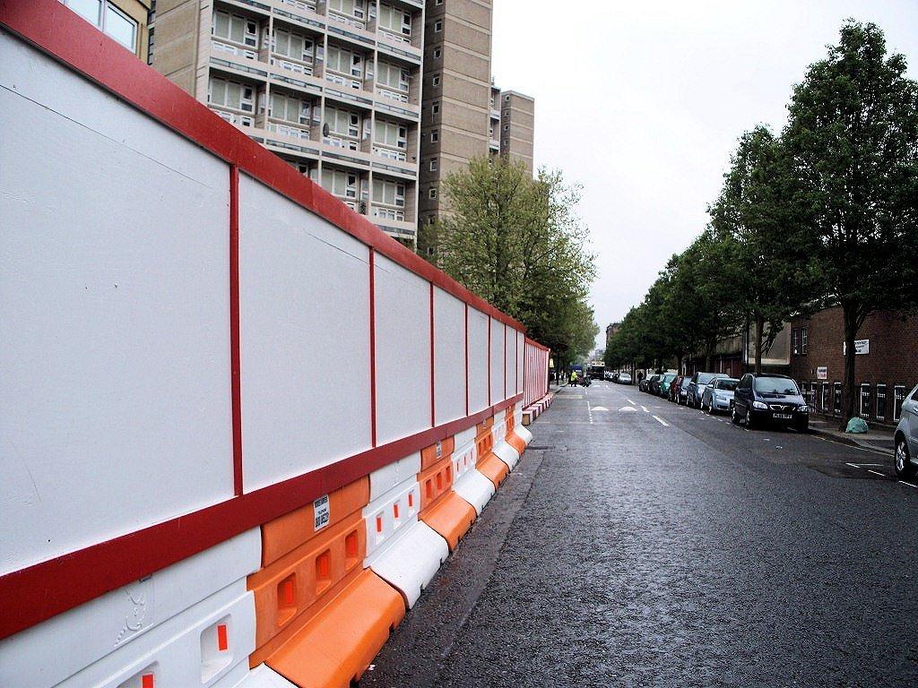 Standard Rhino barrier with hoarding