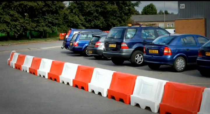 Water Filled Barriers Used in Car Park