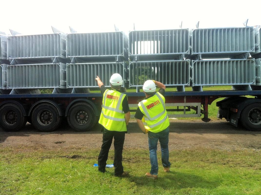 Unloading pedestrian barriers