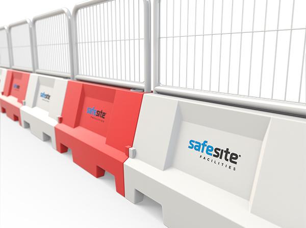 evo 55 barriers connected with mesh fencing