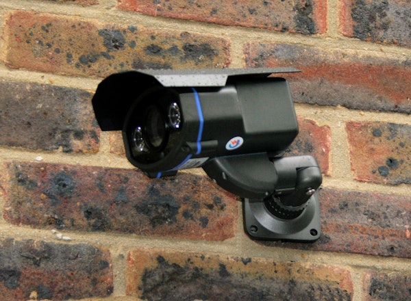 Wired CCTV system on wall 2