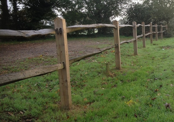 Wooden post and rail fencing