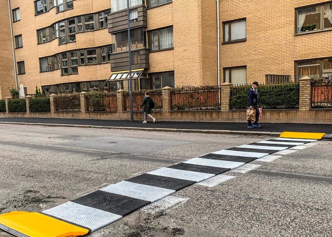 clear path walkway mat on road