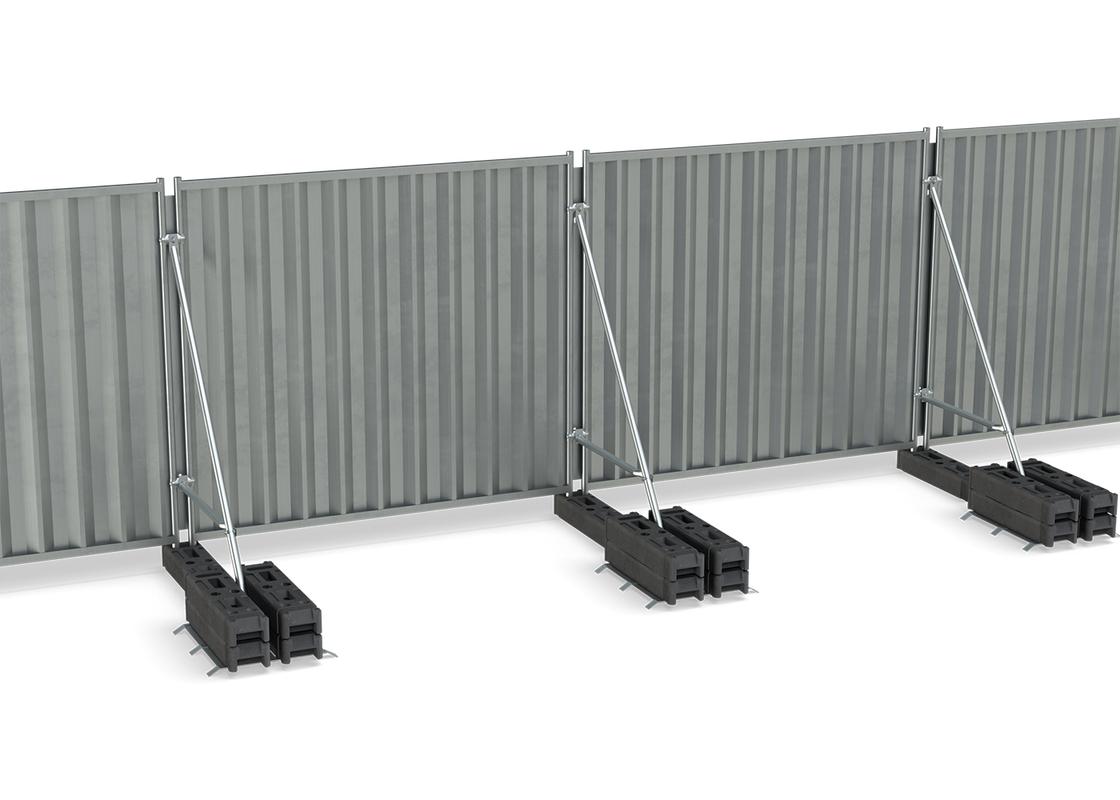 temporary steel hoarding with infill panels - galvanised