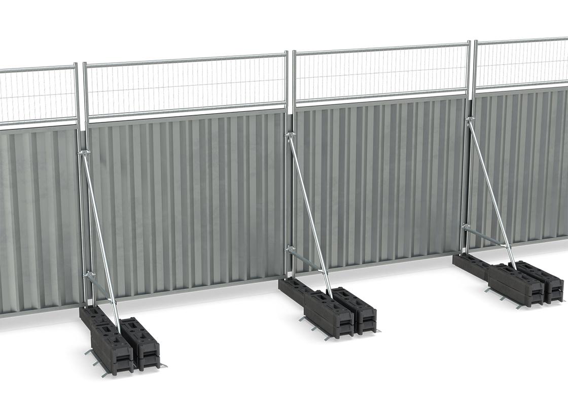 temporary steel hoarding with infill panels - galvanised with mesh extension