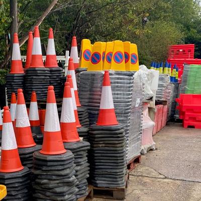 traffic cones stacked and no waiting cones stacked