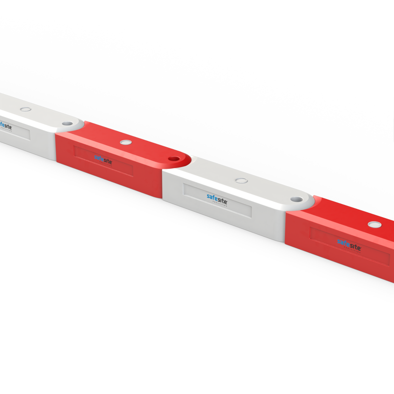 RB Track safety barriers in a line