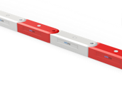 RB Track safety barriers in a line