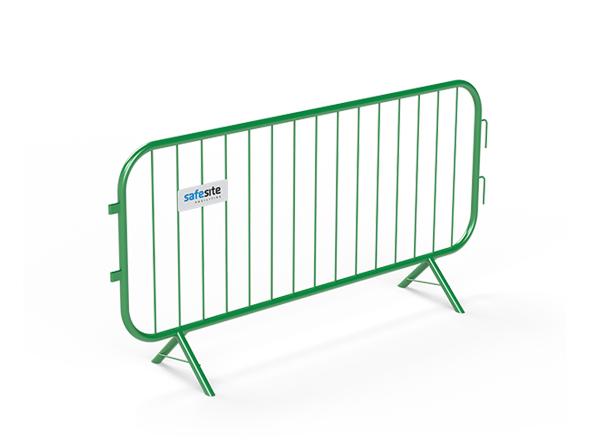 pedestrian 2.3m fixed leg barrier - green