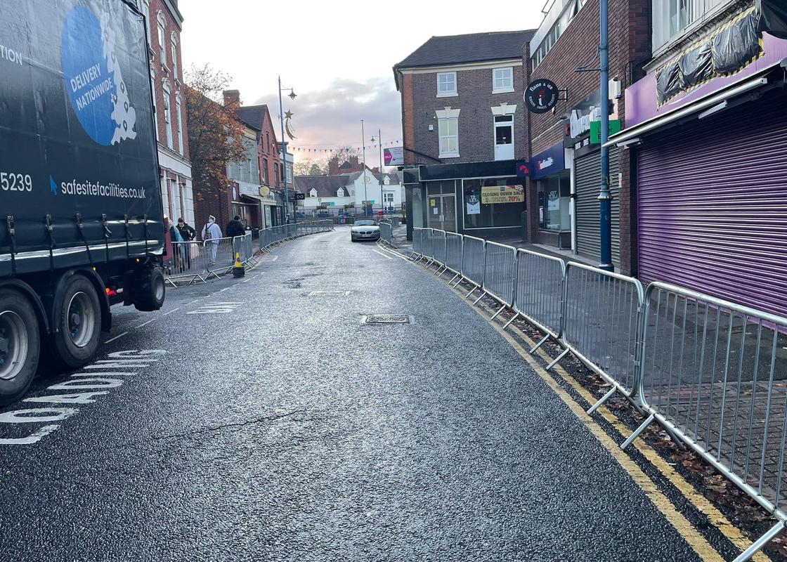 pedestrian barriers in local town and street