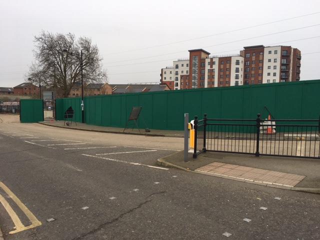 Freestanding timber hoarding Peterborough