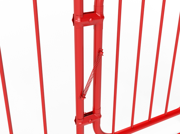 pedestrian walkthrough barrier with metal hinge gate closeup shot