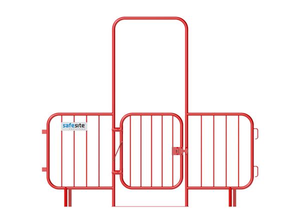 pedestrian walkthrough barrier with metal hinge gate