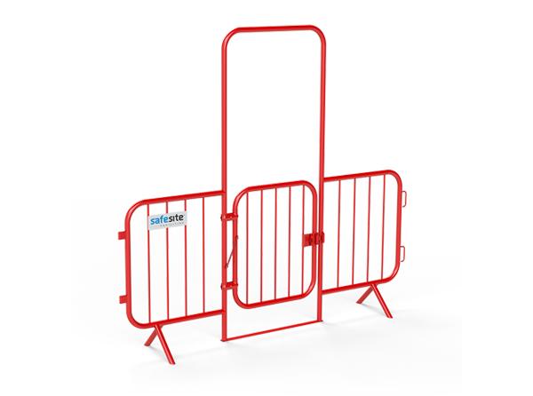 pedestrian walkthrough barrier with metal hinge gate