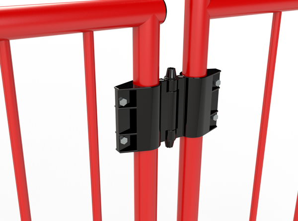pedestrian walkthrough barrier with plastic hinge gate closeup shot
