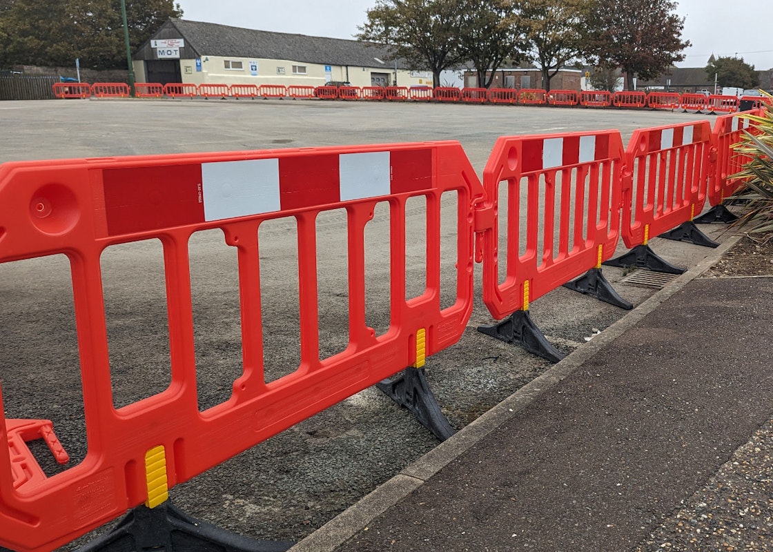 row of gate barriers being used in situ