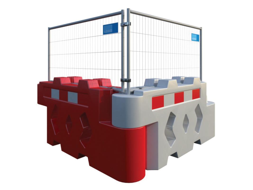 Bison water filled barrier with mesh fence