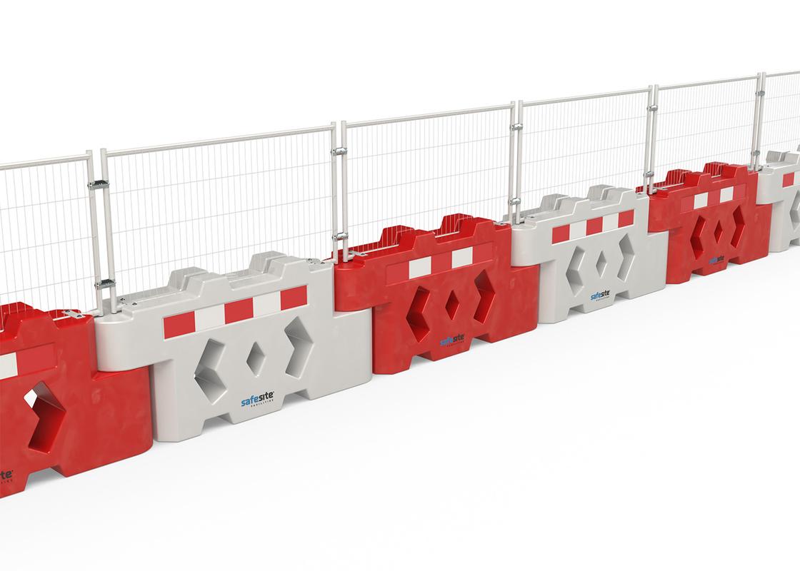 bison barriers connected with mesh fencing