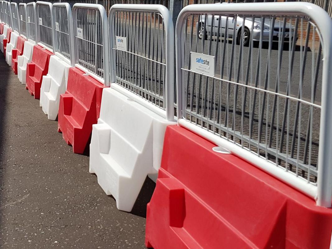 Pyramid Barrier With Fence Close Up