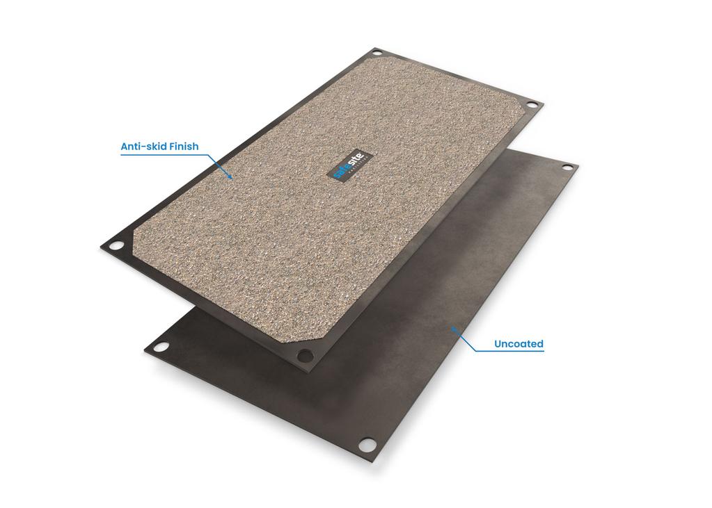 Steel Road Plate diagram showing finishes