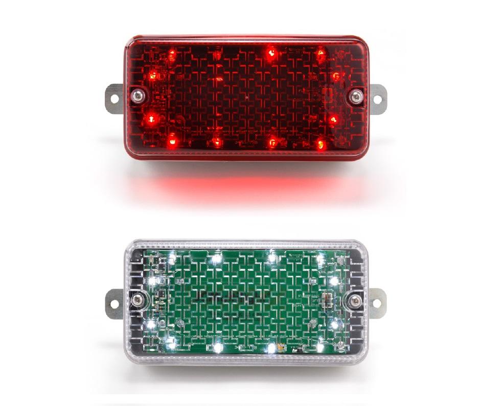 Red and white battery powered hoarding lights