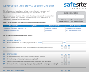 Free construction safety checklist
