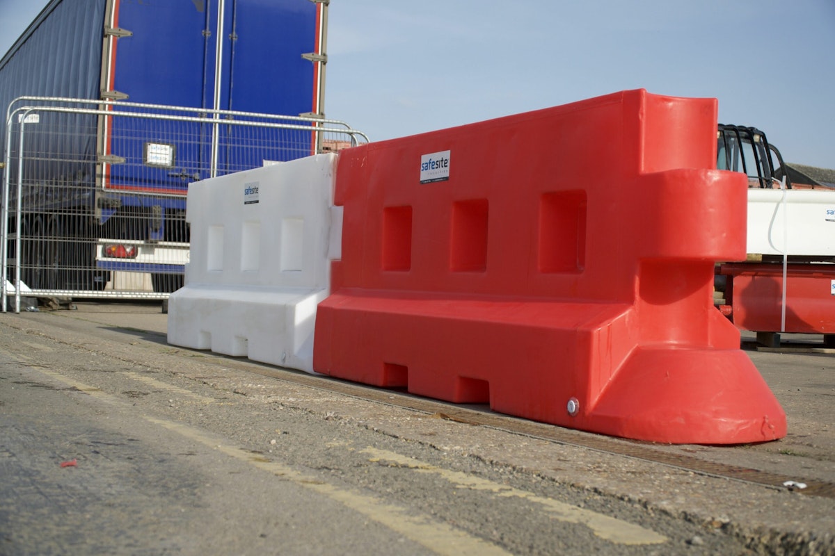 GB2 barrier red and white on an industrial site