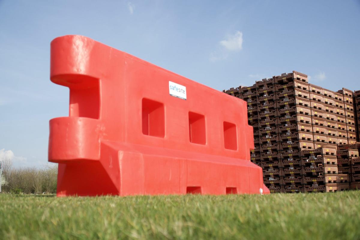 GB2 red barrier on an industrial site