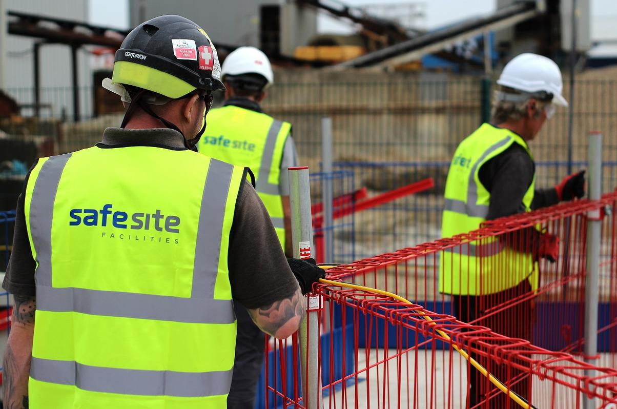 Edge protection barriers in red