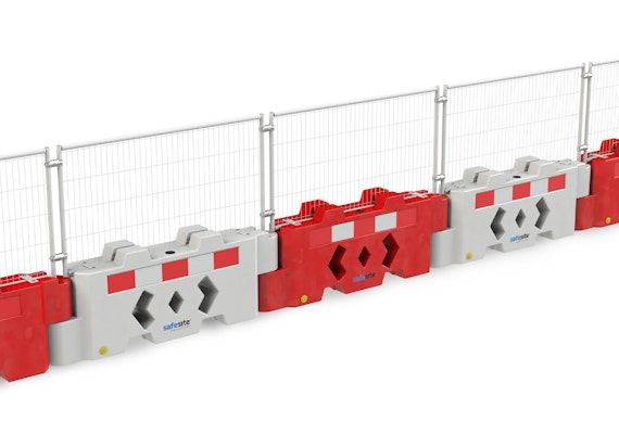 Line of Bison 800 Barriers with fencing