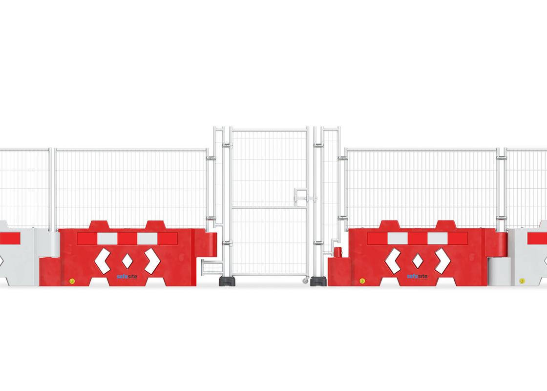 Bison 800 Barriers with mesh fencing and gate