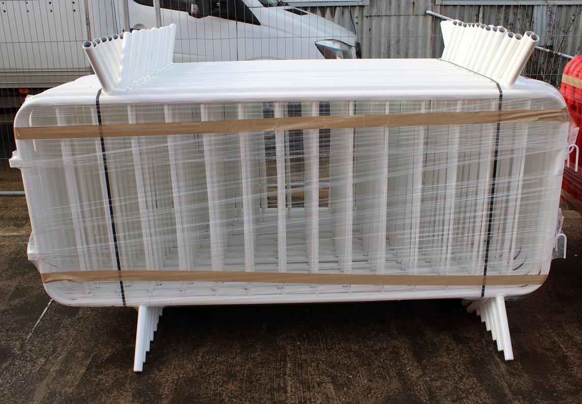 Used white pedestrian barriers