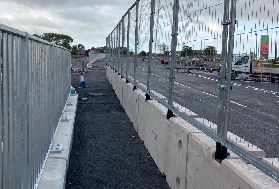 Concrete barriers with fencing West Midlands