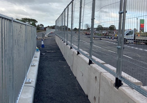 Concrete barriers with fencing West Midlands
