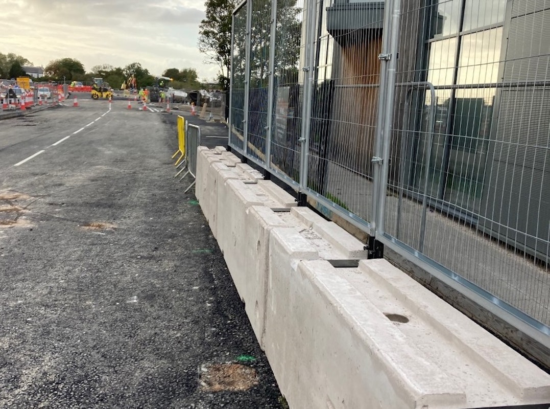 Concrete barriers with fencing Merseyside