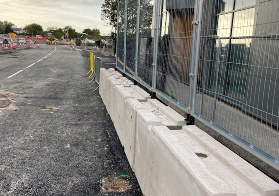 Concrete barriers with fencing Merseyside