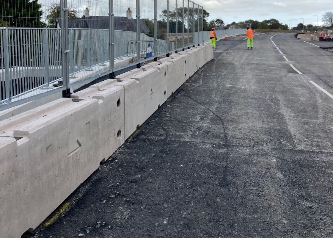 Concrete barriers with fencing Leicester