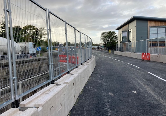 Concrete barriers with fencing Lancashire