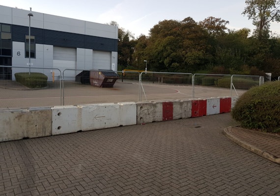 Concrete traffic barriers with fencing Hampshire