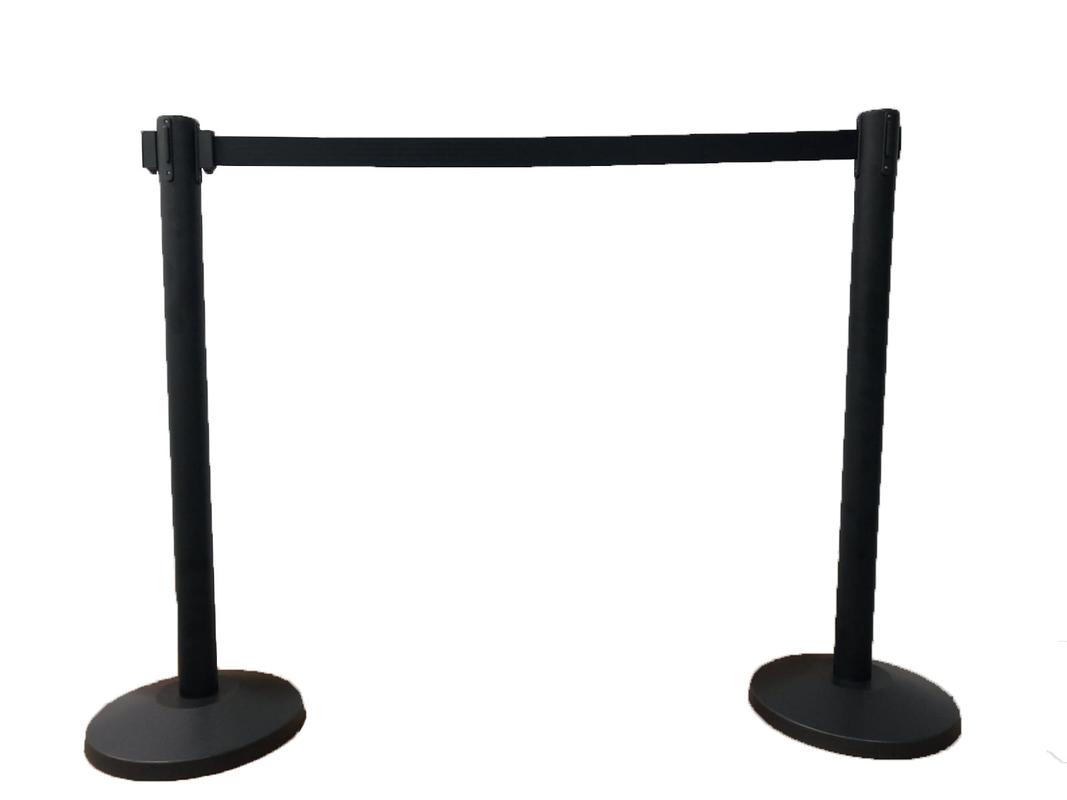 Retractable belt barrier with 4-way connection