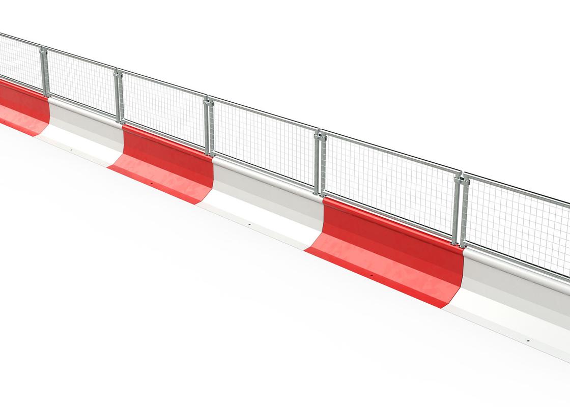 Line of Manta barriers with pedestrian rail